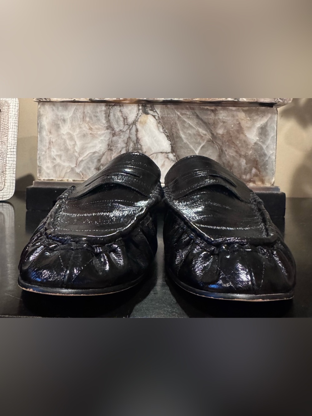 Steve Madden Women’s Rafe Slip-on Mule Loafers in Croc Embossed Glossy Black - Picture 6 of 8